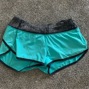 Lululemon teal and black speed shorts, size 6